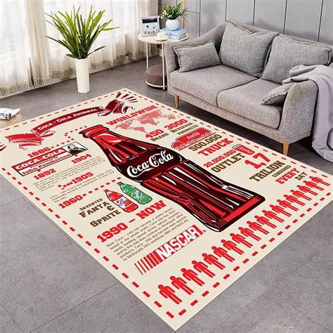 Coca Cola Journal Worlwide Bottle Pattern Coke Gift Aesthetic Rug Red