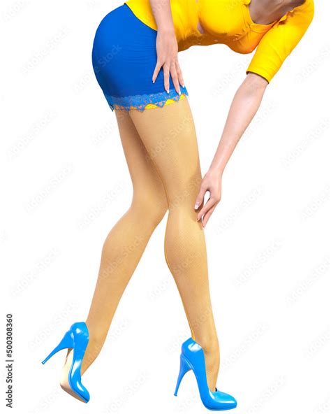 Sexy Long Secretary Legs In Mini Skirt And Stocking Stock Illustration