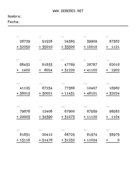 Sumas Sin Llevar Para Imprimir Fichas De Sumas Para Imprimir