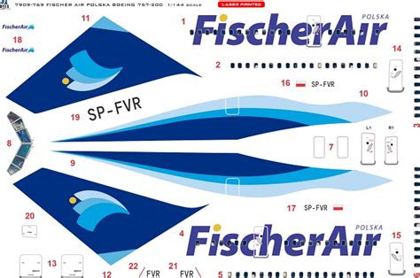 8aDecs Decals Catalogue FISCHER AIR POLSKA BOEING 757 DECALSET