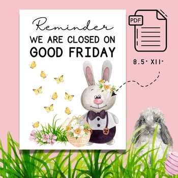 Closed For Good Friday Sign | Printable Closed For Easter Sign | Closed ...