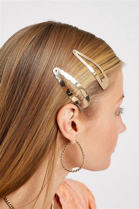 Oversized Gold Hair Clip Set En Cabello Y Maquillaje Accesorios