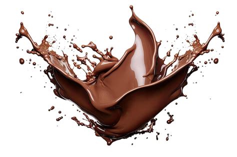 Premium AI Image Closeup Of Chocolate Splashing Isolated On White