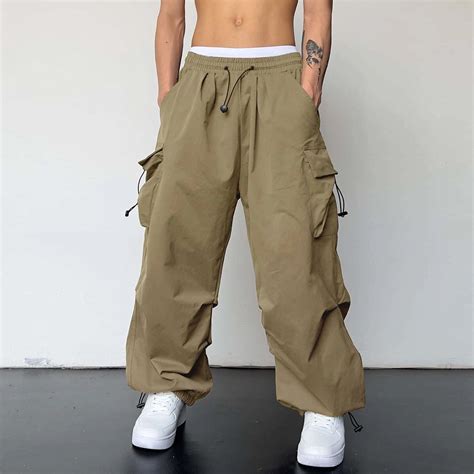 Harajuku Oversized Carga Parachute Pants Men Y2k Hip Hop Streetvear