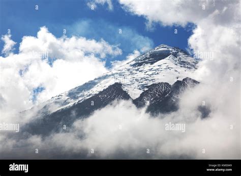 Cotopaxi Volcano - snow covered smoking summit of the second highest ...