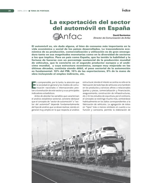 La Exportaci N Del Sector Del Autom Vil En Espa A