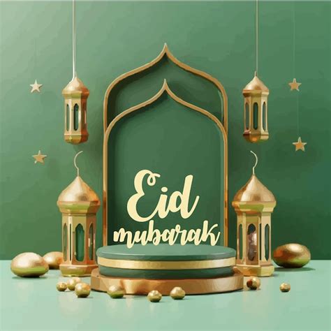 Vector Eid Mubarak Plantilla De Saludos De Colores Vector Premium