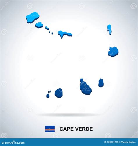 Cabo Verde Mapa Y Bandera Ejemplo Detallado Del Vector Stock De