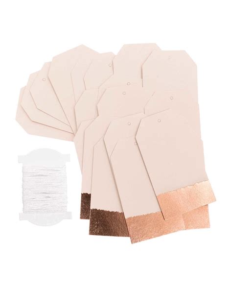 Nude og rose gold tags med snor 24 stk Alt til din borddækning
