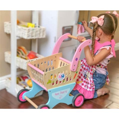 Jucarie Carucior De Cumparaturi Din Lemn Cu Accesorii Bebe Toys