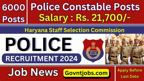 Haryana Police Constable Recruitment 2024 6000 Vacancies Apply Online