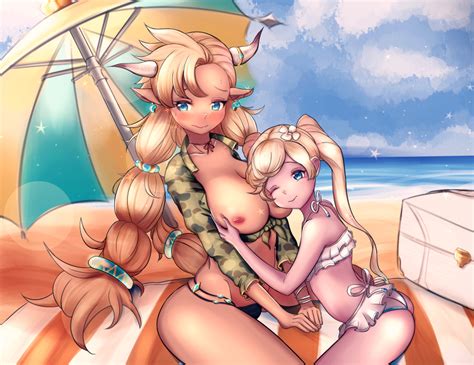 Rule 34 2girls Almeida Granblue Fantasy Ass Beach Blonde Hair Blue