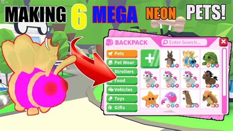 Making 6 Mega Neon Legendary And Ultra Rare Pets In Adopt Me Roblox