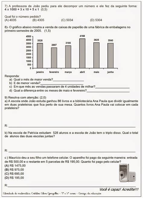 Amiga Da EducaÇÃo Avaliação De Matemática 5º Ano