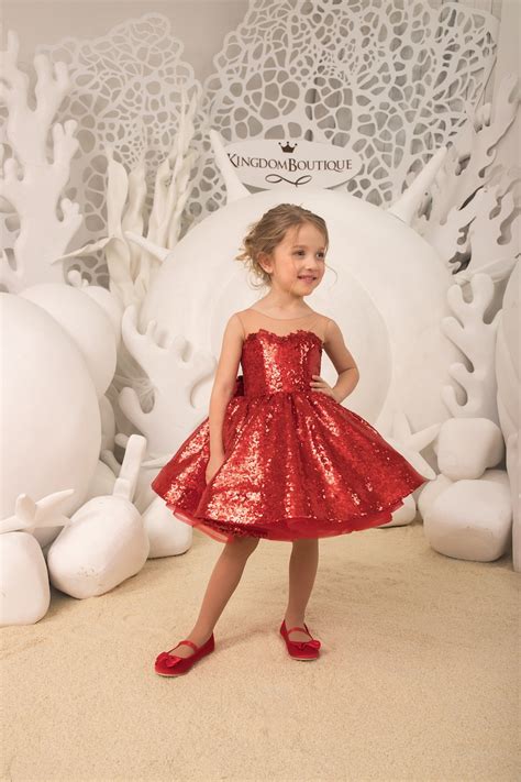 Red Sparkling Sequins Formal Flower Girl Dress For Special Etsy