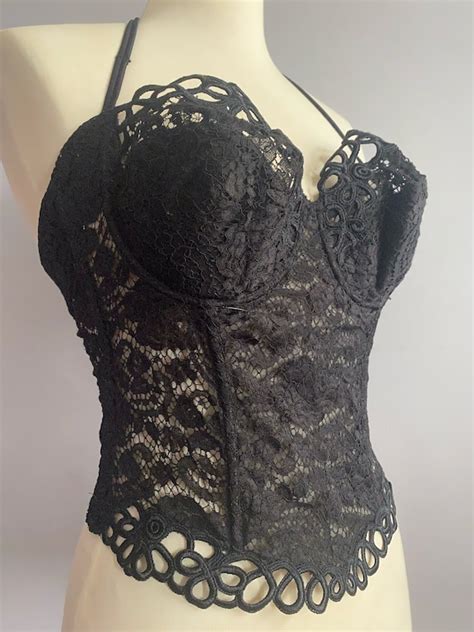 La Perla Black Label Lace Corset Lace Boned Bustier L Gem