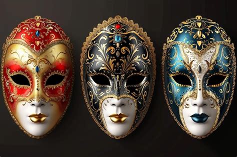 Premium Photo Selection Of Colorful Carnival Masks In Realistic Style