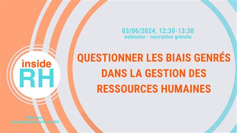 Webinaire Questionner Les Biais Genr S Dans La Gestion Des Ressources