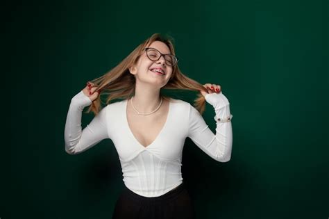 Premium Photo Woman Wearing Glasses And White Shirt