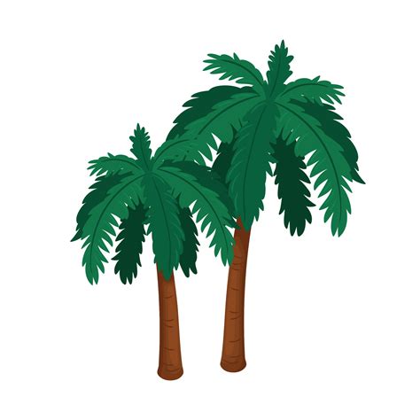 Vector Tropical Coconut Trees Illustration In Cartoon Style 38153357