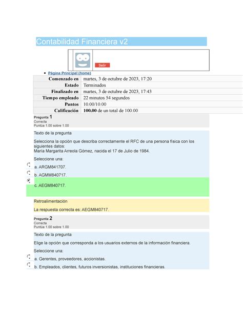 Contabilidad Financiera V Antecedentes De La Contabilidad Examen