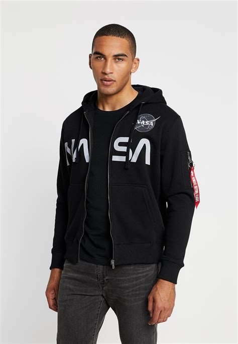 Alpha Industries Nasa Zip Hoody Sweatjacke Blackschwarz Zalandode