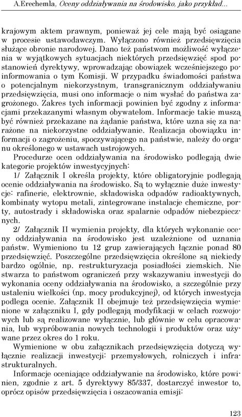 Oceny Oddzia Ywania Na Rodowisko Jako Przyk Ad Realizacji Zasady