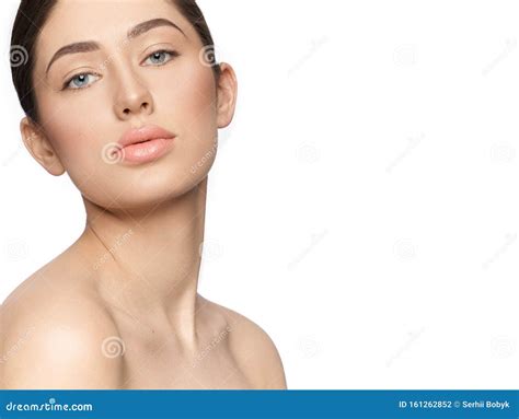 Sensual Woman With Nude Makeup Looking At Camera Stock Photo Image Of Fashion Naked