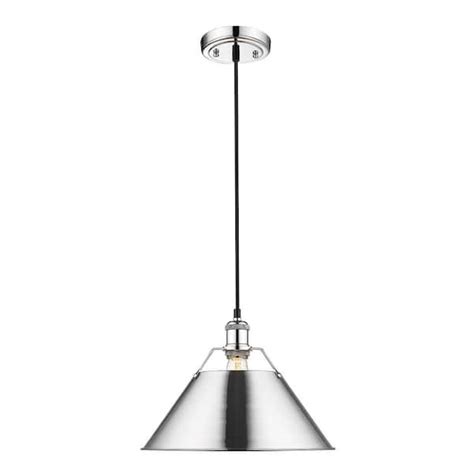 Golden Lighting Orwell 1 Light Chrome With Chrome Shade Large Pendant 3306 L Ch Ch The Home Depot