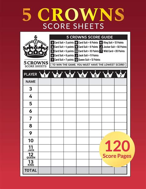 Crowns Score Sheet Printable Crowns Score Card A4 Size 45 OFF