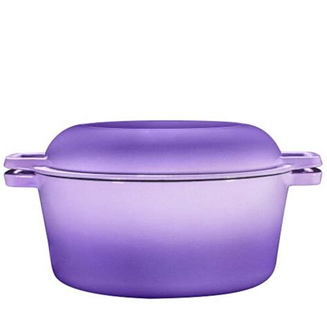 Bruntmor 5 Qt Purple 2 In 1 Cast Iron Dutch Oven Skillet Set 5 Qt