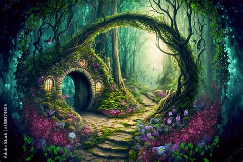 Fantasy Fairy Tale Background Fantasy Enchanted Forest With Magical