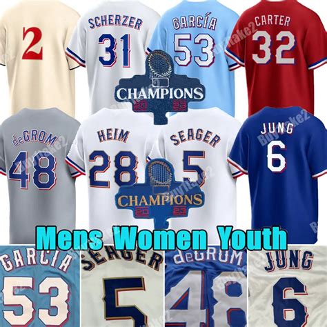 2024 Custom Gold Jersey Featuring Adolis Garcia Corey Seager Evan