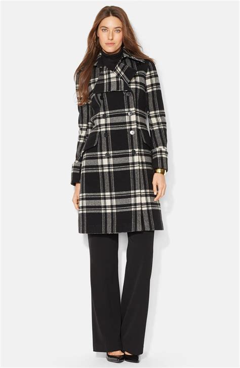 Lauren Ralph Lauren Plaid Double Breasted Wool Blend Coat Nordstrom