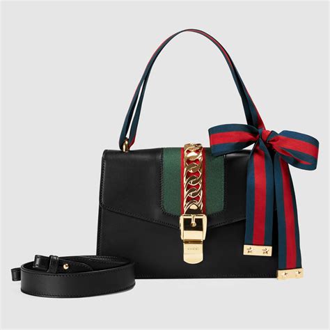 gucci sylvie leather shoulder bag  black lyst