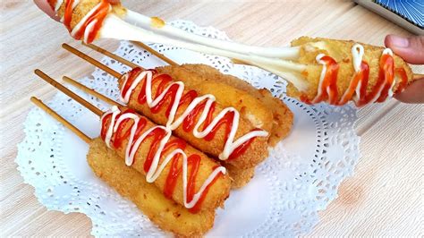 Mozzarella Cheese Corn Dog Recipe Korean Street Food Youtube