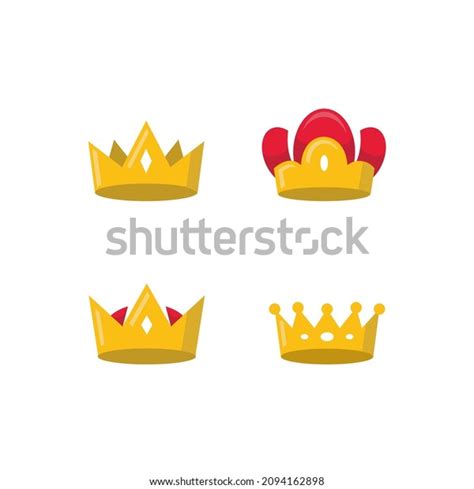 Set Gold Crown Icons Vector Isolated Stock Vector Royalty Free