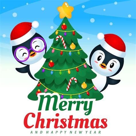 Premium Vector Cute Penguins Celebrating Christmas And New Year