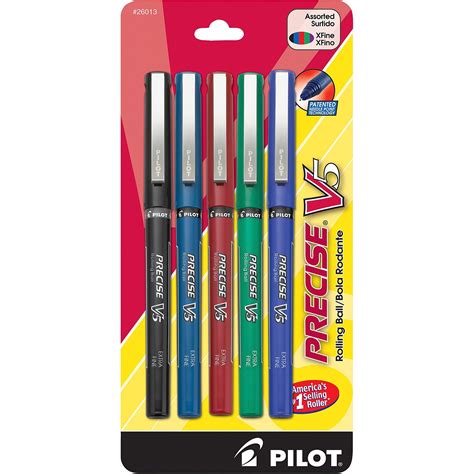 Pilot Precise V5 Extra Fine Premium Capped Rolling Ball Pens 5 Pack