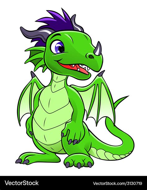 Green Cute Dragon Royalty Free Vector Image Vectorstock