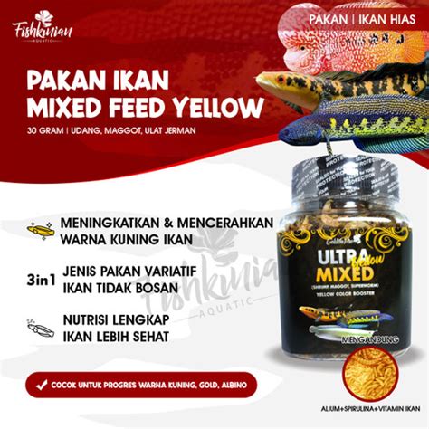 Promo Ultra Mixed Yellow Udang Maggot Uljer Pakan Ikan Hias Predator