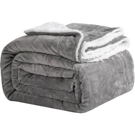 Plaid Douillet 150 X 200 Cm Gris En Polaire Couverture Sherpa Jeté