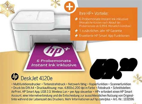 Hp Deskjet 4120e Multifunktionsdrucker Angebot bei MEDIMAX - 1Prospekte.de
