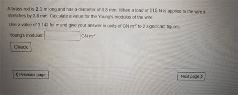 Solved A Brass Rod Is M Long And Has A Diameter Of Chegg