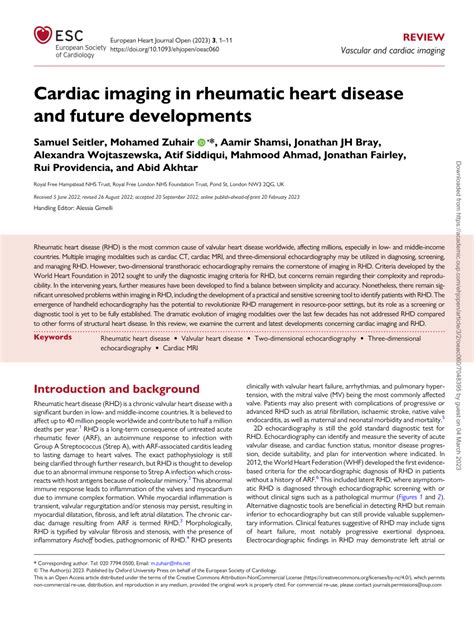 Pdf Cardiac Imaging In Rheumatic Heart Disease And Future Developments