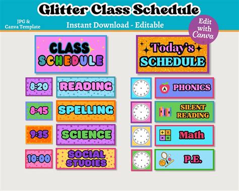 Classroom Schedule Display Printable And Editable Class Schedule Elementary Classroom Decor