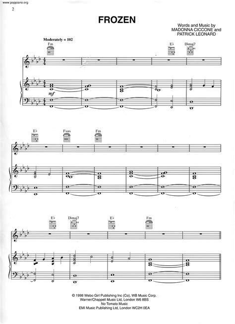 Madonna Frozen Sheet Music Pdf Free Score Download ★