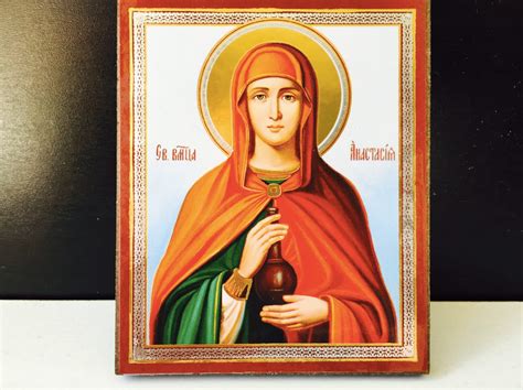 Saint Anastasia The Great Martyr Wooden Gold Foil Icon Etsy