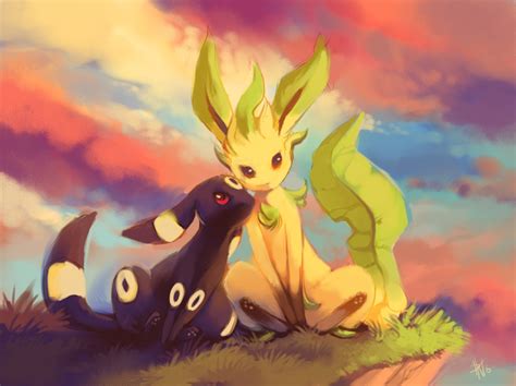 Leafeon And Umbreon Hd Anime Wallpaper