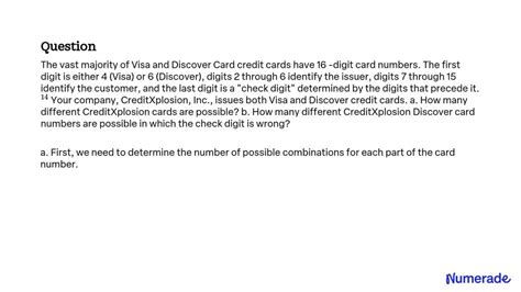 Solvedthe Vast Majority Of Visa And Discover Card Credit Cards Have 16